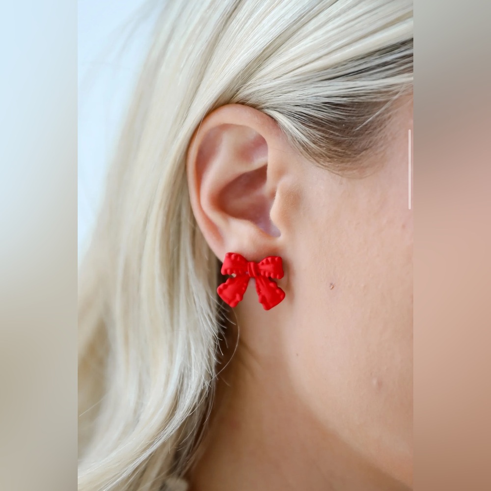 Red Bow Earrings